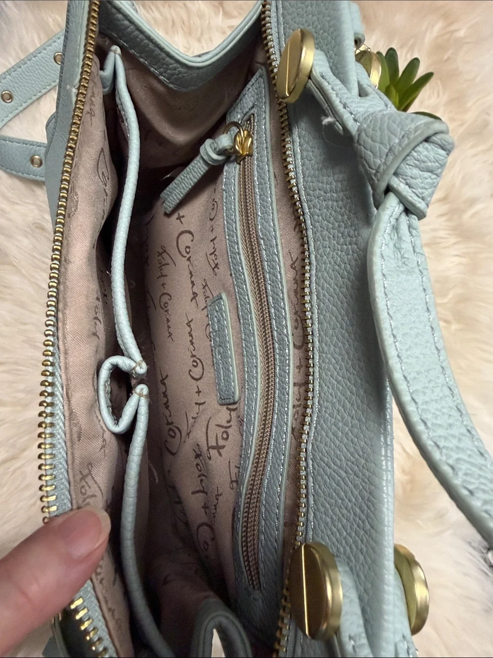 Foley + Corinna Dione Satchel Shoulder Crossbody or Hand Bag Blue Vegan Nwot